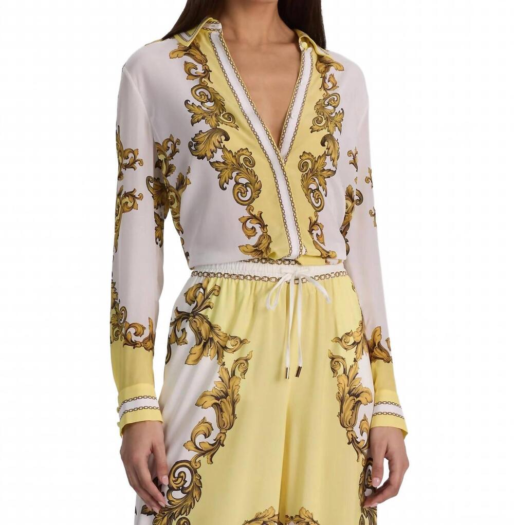 NEW ALICE + OLIVIA willa silk blouse in golden coast